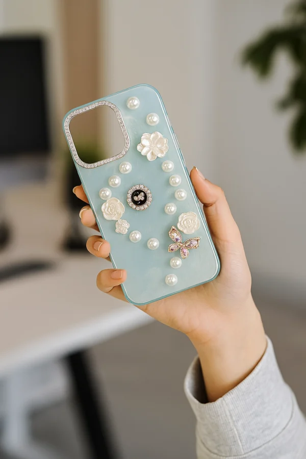 3D Butterfly & Flower Pearl Case for iPhone (11 to 16 Pro Max, Excludes Plus Series)