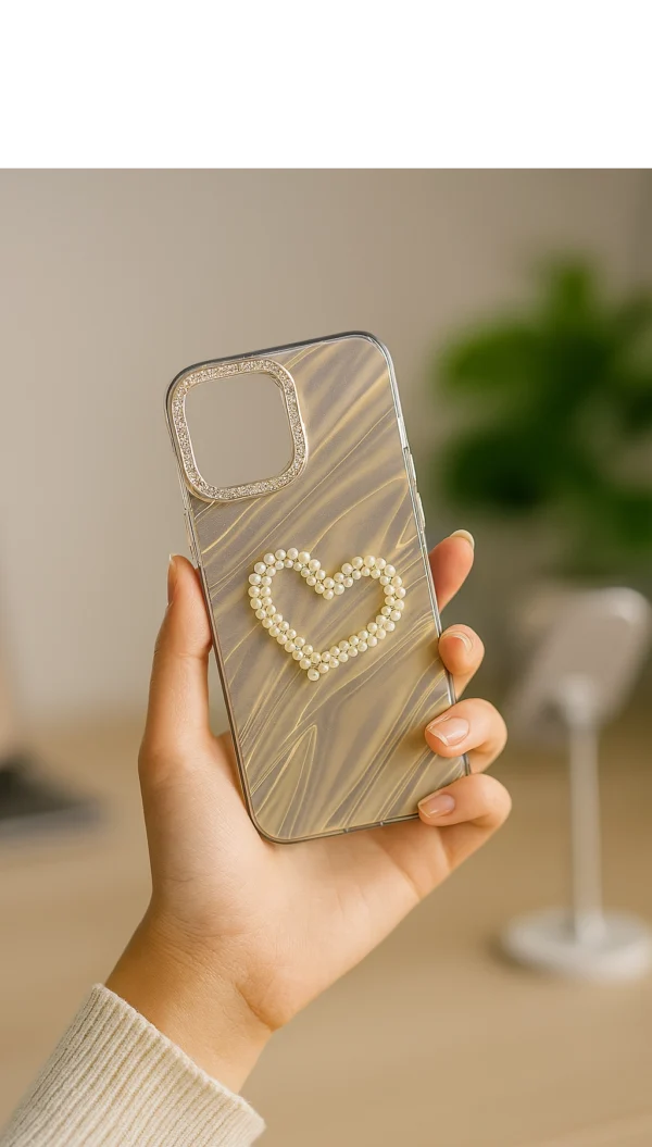 3D Diamond Heart Case – Matte Hard Back Cover for iPhone (11 to 16 Pro Max)