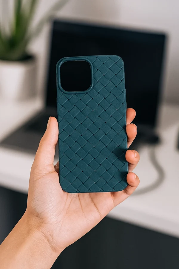Woven Leather Feel Case for iPhone – Soft TPU Premium Texture Cover (11 Pro Max to 16 Pro Max)