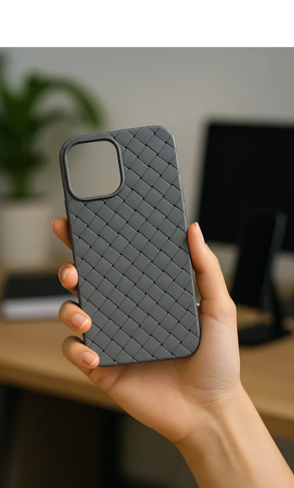 Woven Leather Feel Case for iPhone – Soft TPU Premium Texture Cover (11 Pro Max to 16 Pro Max)