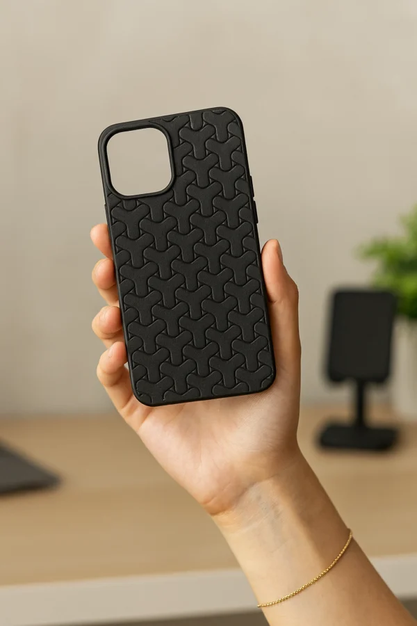 Woven Link Pattern Soft Case – Premium TPU Cover for iPhone (11 Pro Max to 16 Pro Max)