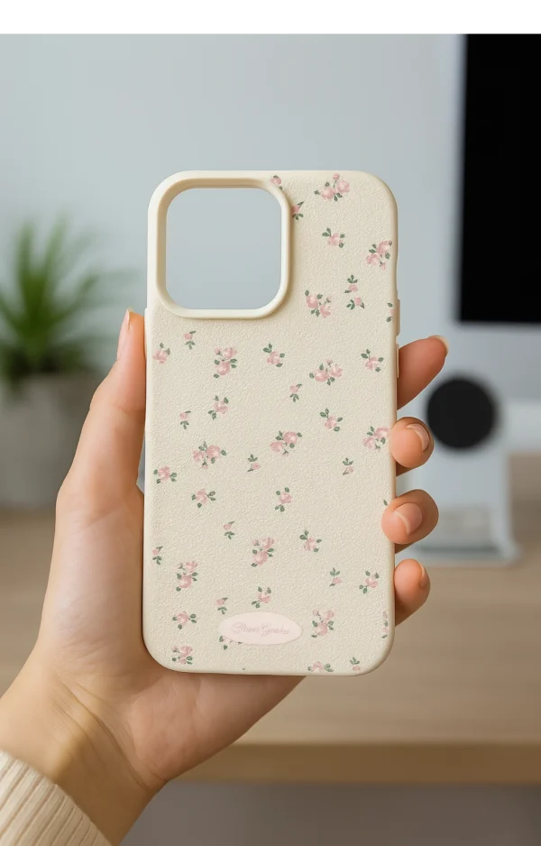 Printed Flower Phone Case - Plus Soft Candy Leather Shockproof Cover