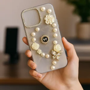 3D Butterfly & Flower Pearl Case for iPhone (11 to 16 Pro Max, Excludes Plus Series) - Image 4