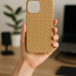 Woven Leather Feel Case for iPhone – Soft TPU Premium Texture Cover (11 Pro Max to 16 Pro Max) - Image 4
