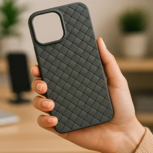 Woven Leather Feel Case for iPhone – Soft TPU Premium Texture Cover (11 Pro Max to 16 Pro Max) - Image 3