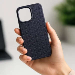 Woven Link Pattern Soft Case – Premium TPU Cover for iPhone (11 Pro Max to 16 Pro Max) - Image 3