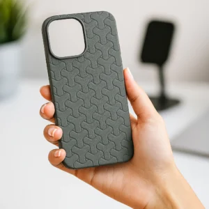 Woven Link Pattern Soft Case – Premium TPU Cover for iPhone (11 Pro Max to 16 Pro Max) - Image 4
