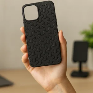 Woven Link Pattern Soft Case – Premium TPU Cover for iPhone (11 Pro Max to 16 Pro Max) - Image 5